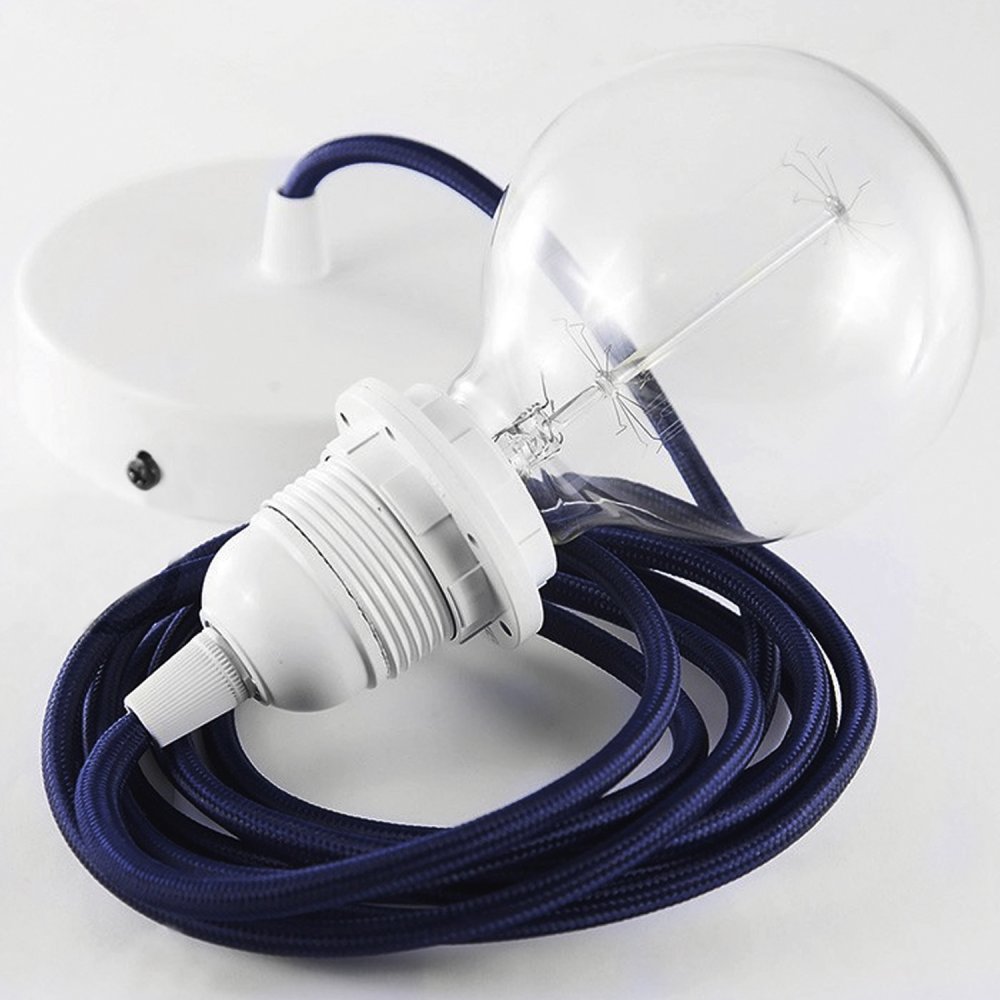 WEIß BLAU WEIß Pendel für Lampenschirm, E27, 2m weiß, blau, weiß