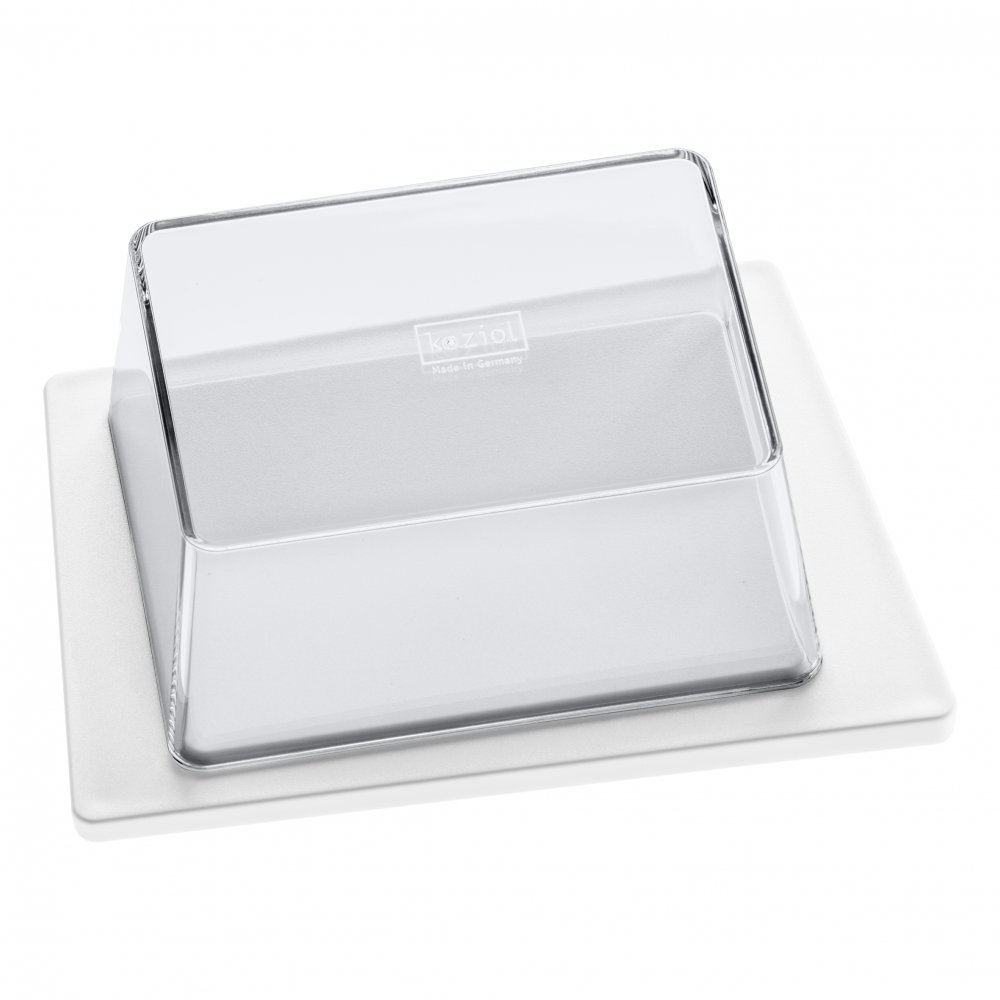 CLUB Butter Dish cotton white-crystal clear
