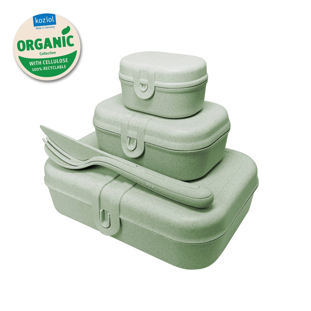 PASCAL READY ORGANIC Lunch Box Set + Cutlery Set organic green