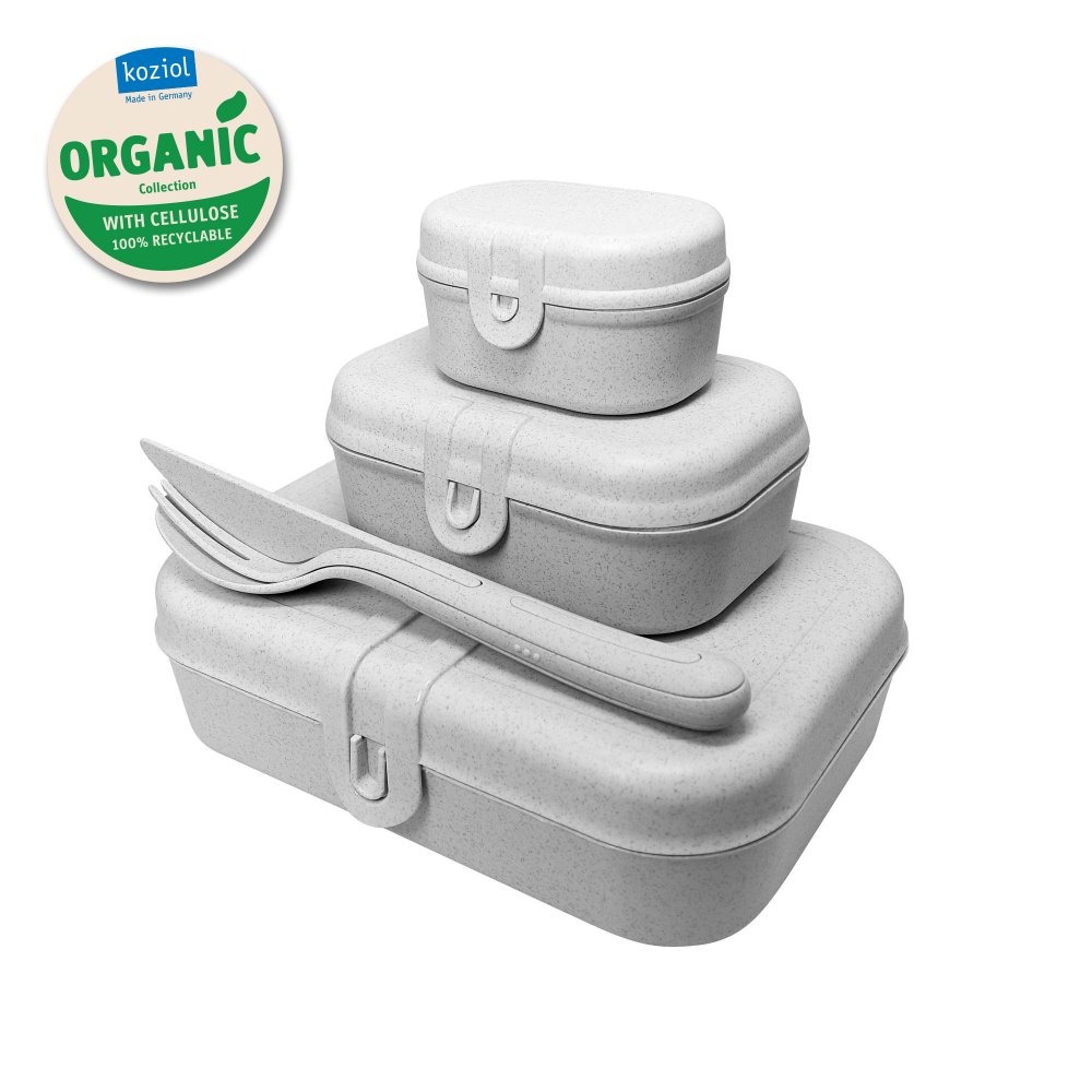 PASCAL READY ORGANIC Lunchbox-Set + Besteck-Set organic grey