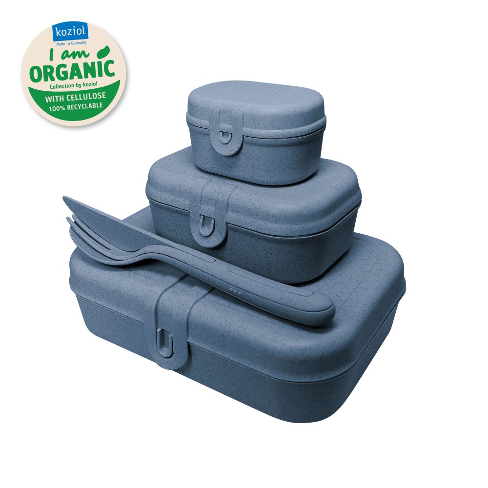 PASCAL READY Lunchbox-Set + Besteck-Set organic deep blue