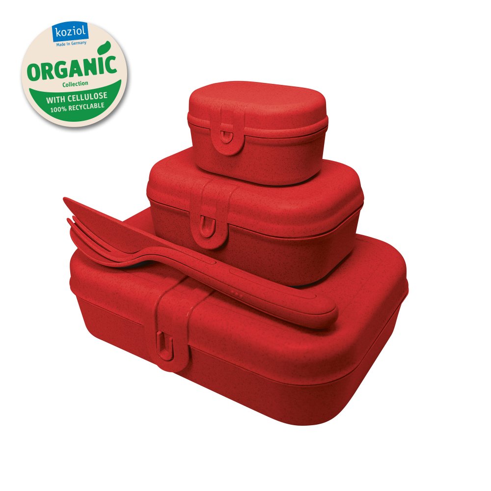 PASCAL READY Lunchbox-Set + Besteck-Set organic red