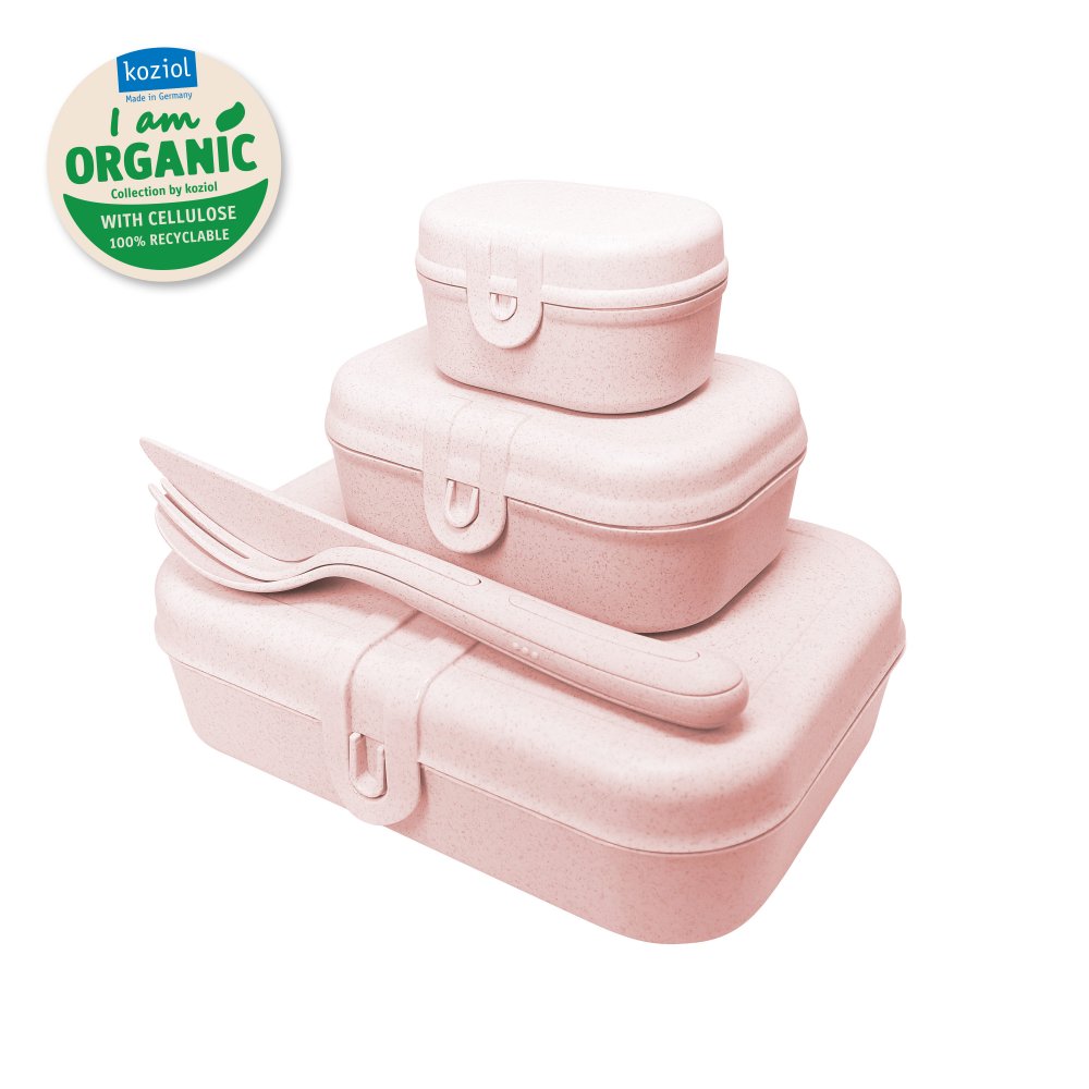 PASCAL READY ORGANIC Lunchbox-Set + Besteck-Set organic pink
