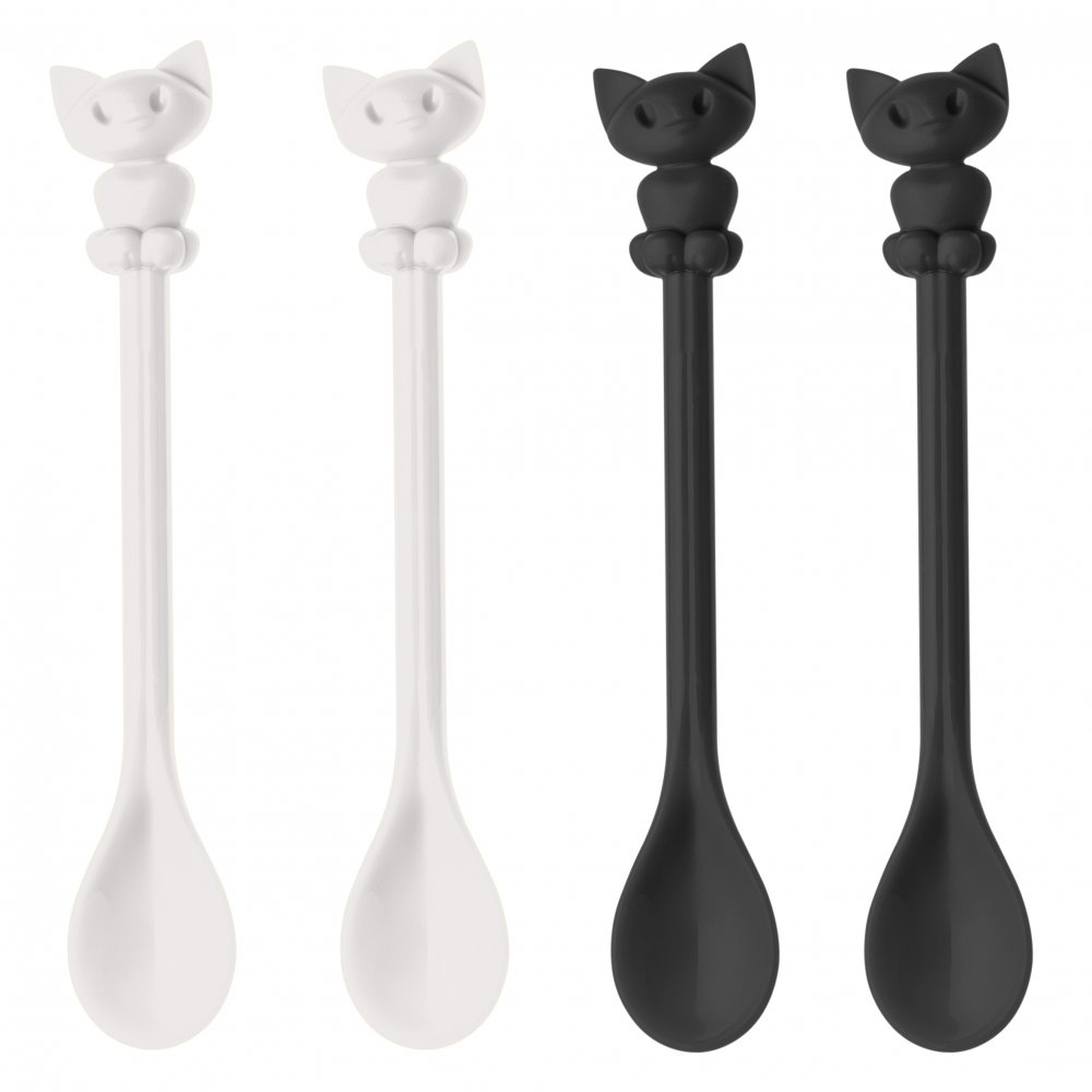 HAPPY SPOONS MIAOU Spoon Set of 4 cosmos black/cotton white