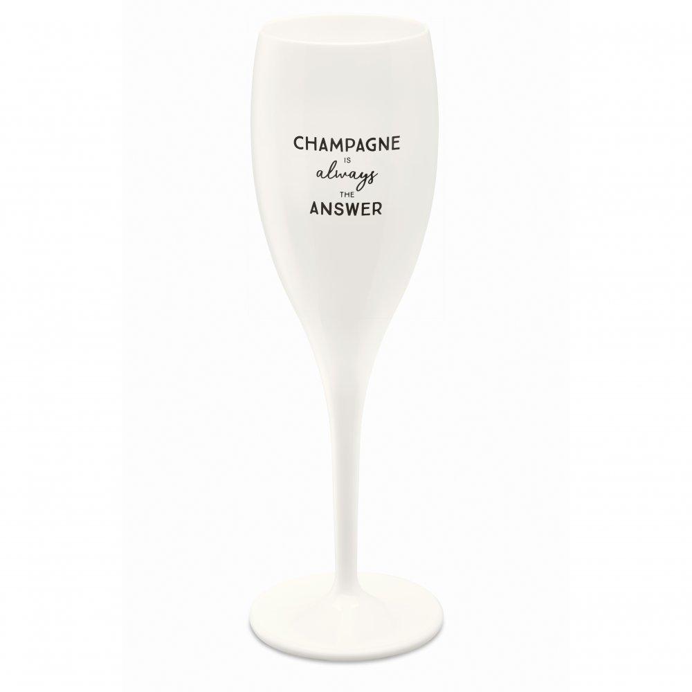 CHEERS NO. 1 CHAMPAGNE IS THE ANSWER Superglas 100ml with print cotton white