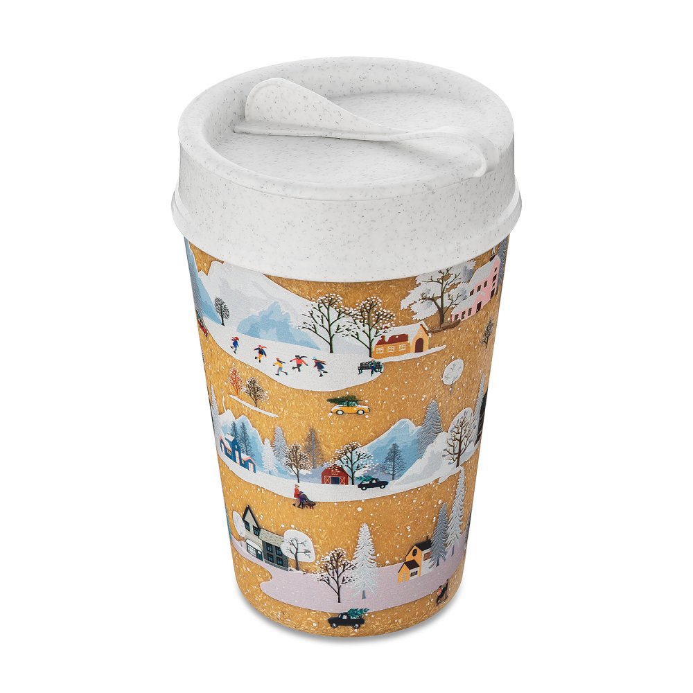 ISO TO GO WINTER WONDERLAND Double walled Cup with lid 400ml recycled nature/org.white