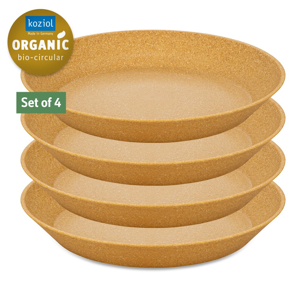 CONNECT PLATE 240mm Soup Plate Set of 4 nature wood
