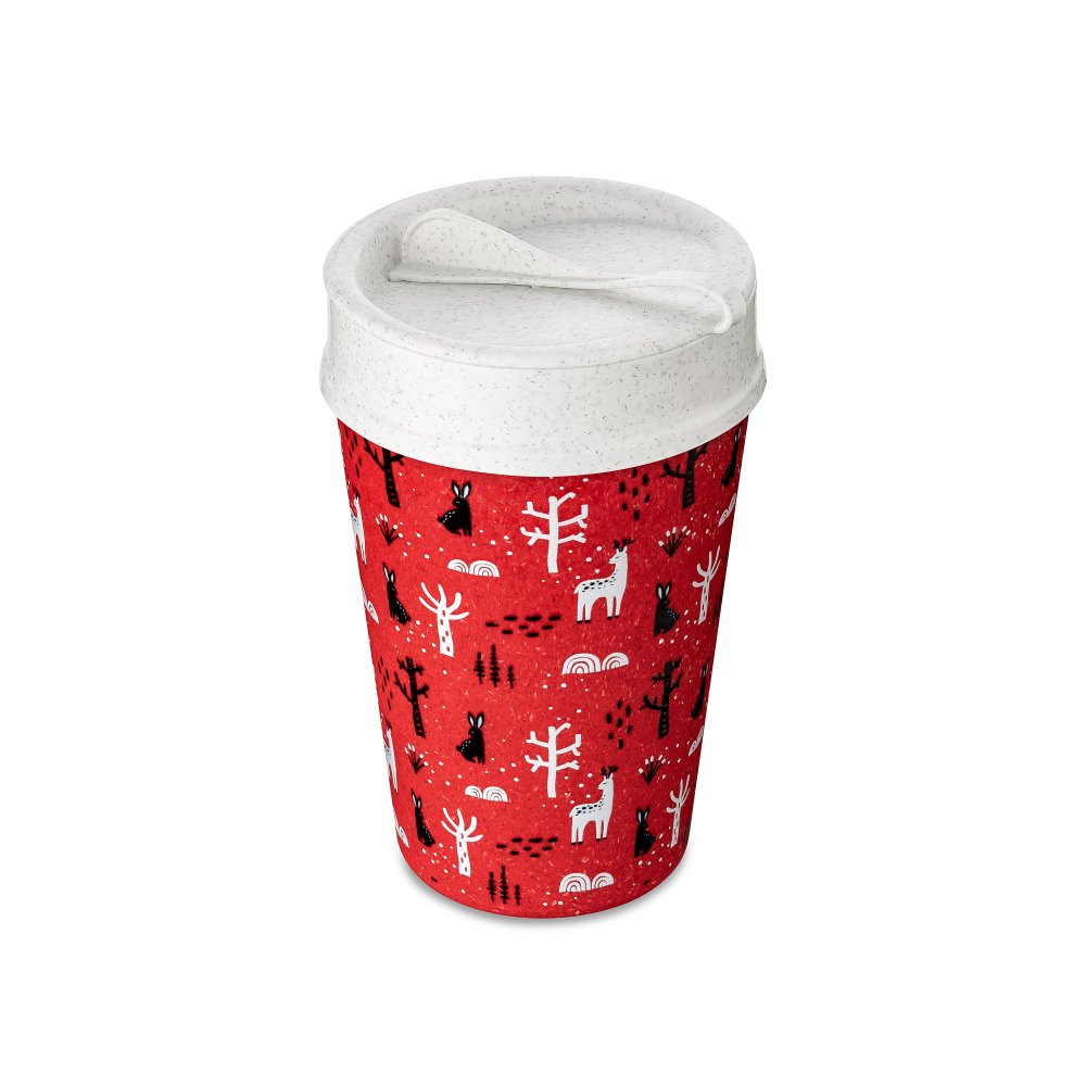 ISO TO GO WINTER FORREST Double walled Cup with lid 400ml organic red