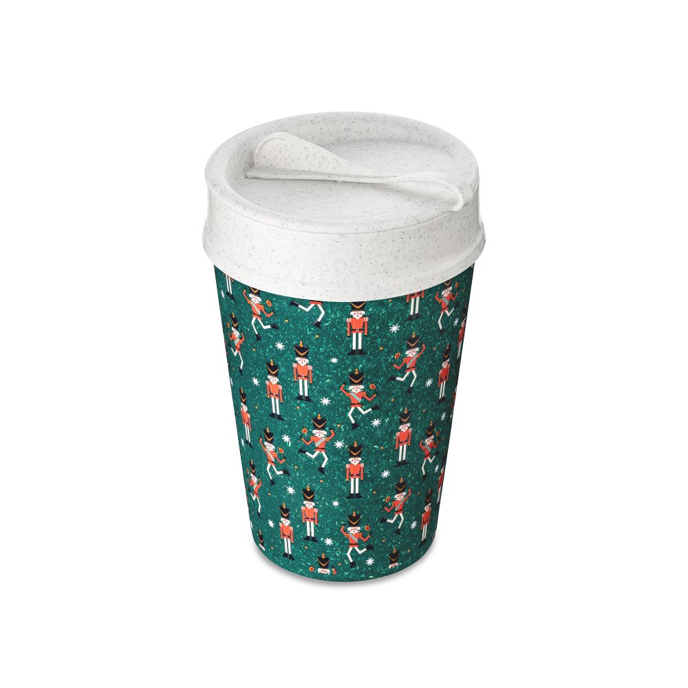 ISO TO GO NUTCRACKER Double walled Cup with lid 400ml nature green