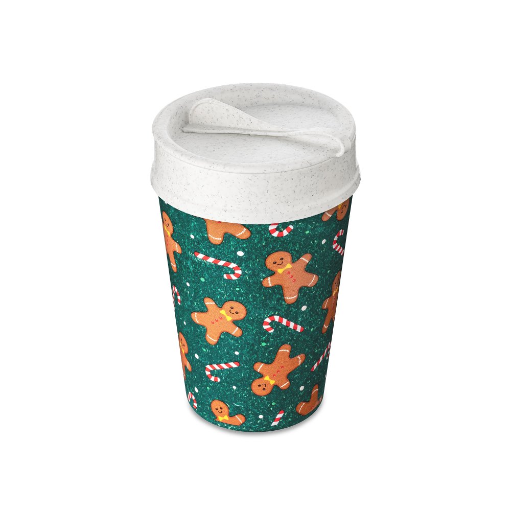 ISO TO GO GINGERBREAD Double walled Cup with lid 400ml nature green