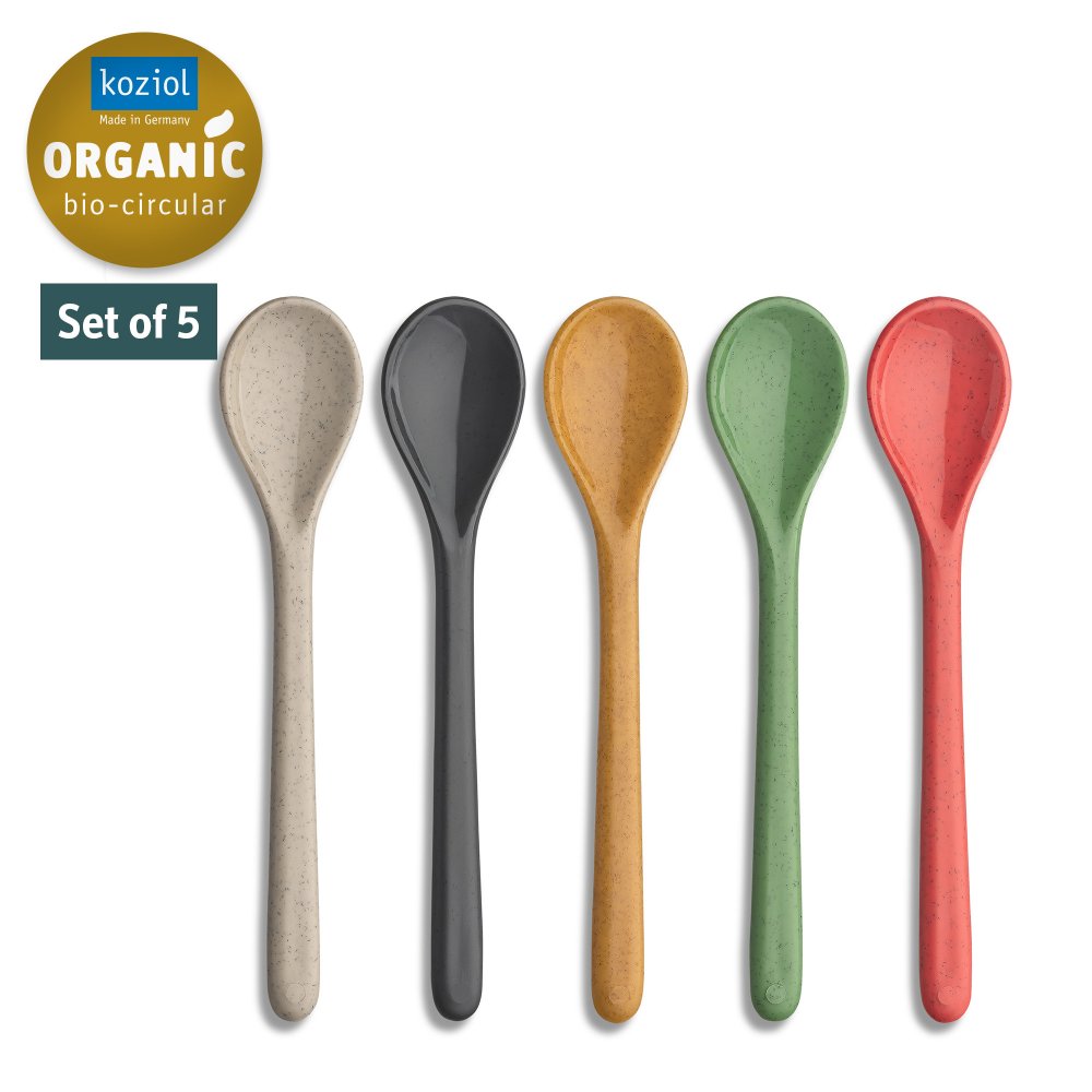 RIO Spoon Set of 5 nature desert/sand/ash grey/leaf green/coral