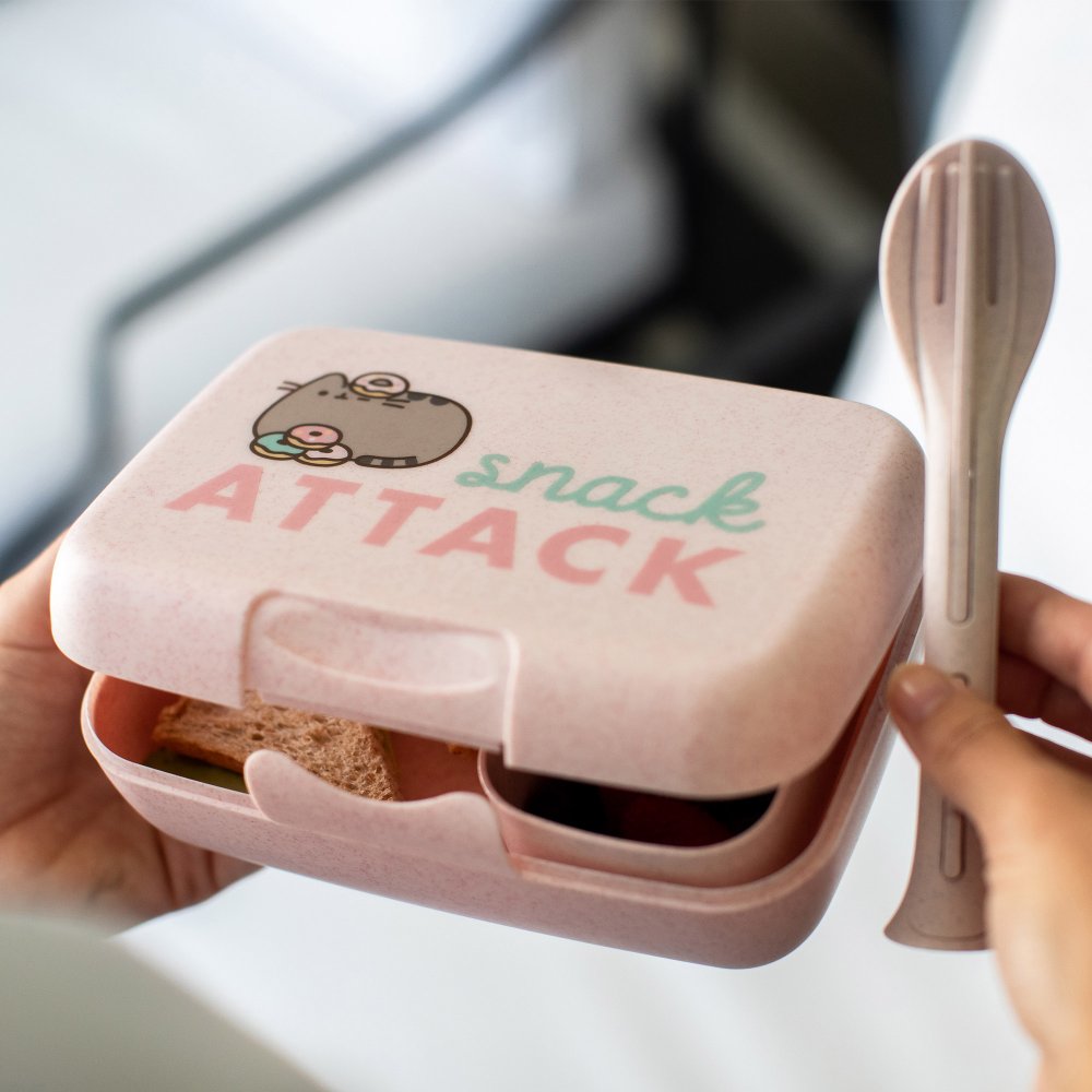 CANDY READY PUSHEEN SNACK ATTACK Lunch Box Set + Cutlery Set 