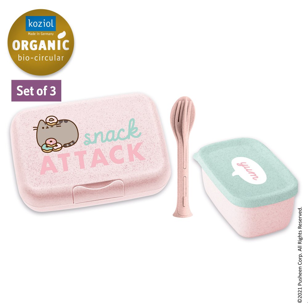 CANDY READY PUSHEEN SNACK ATTACK Lunchbox-Set + Besteck-Set organic pink pusheen