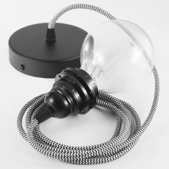 SCHWARZ WEIß SCHWARZ Pendant for lampshade, E27, 2m schwarz, weiß, schwarz