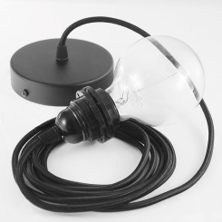 SCHWARZ Pendel für Lampenschirm, E27, 2m schwarz