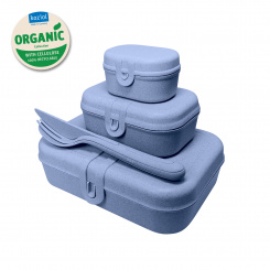 PASCAL READY ORGANIC Lunch Box Set + Cutlery Set organic blue