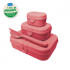 PASCAL READY Lunch Box Set + Cutlery Set organic coral