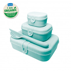 PASCAL READY Lunch Box Set + Cutlery Set organic aqua
