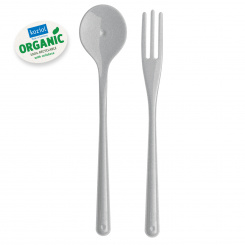 NAPOLI Organic Spaghetti Fork & Spoon Set organic grey