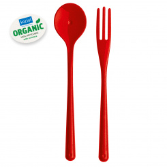 NAPOLI Organic Spaghetti Fork & Spoon Set organic red