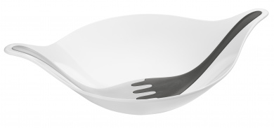 LEAF XL+ Salad bowl with servers 4,5L cotton white-deep grey/soft grey