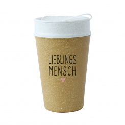 ISO TO GO LIEBLINGSMENSCH Double walled Cup with lid 400ml RECYCLED NATURE/org.white