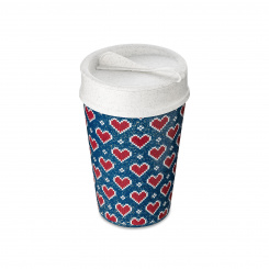 ISO TO GO RED HEARTS Double walled Cup with lid 400ml nature night blue