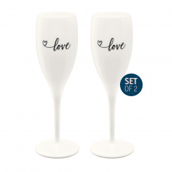 CHEERS NO. 1 LOVE Superglas Set of 2 with print cotton white