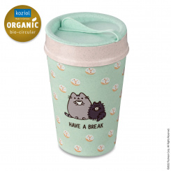 ISO TO GO PUSHEEN HAVE A BREAK Double walled Cup with lid 400ml organic turquoise pusheen